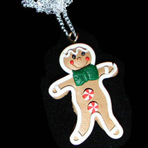 Gingerbread Man Pendant Necklace Boy Holiday Cookie Food Jewelry - £5.57 GBP