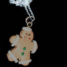 GINGERBREAD MAN NECKLACE-SAILOR-Holiday Cookies Fun Food Jewelry - $6.97