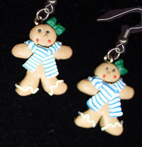 Gingerbread Girl Earrings Scarf Holiday Cookies Fun Food Jewelry - £7.17 GBP