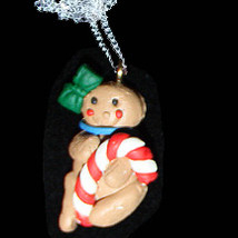 Gingerbread Man Necklace Candy Cane Holiday Cookies Food Jewelry - $6.97