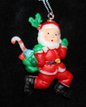 SANTA PENDANT NECKLACE-Jogger Runner Holiday Charm Funky Jewelry - $6.97