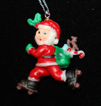 SANTA PENDANT NECKLACE-Roller Skater Holiday Charm Funky Jewelry - $6.97