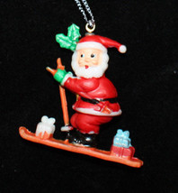 SANTA PENDANT NECKLACE-Skier Holiday Charm Funky Novelty Jewelry - $6.97