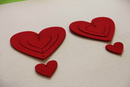 Red Felt Hanging Hearts  Home/Wedding/Christmas Decor set of  2 laser cut - $6.03