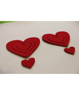 Red Felt Hanging Hearts  Home/Wedding/Christmas Decor set of  2 laser cut - $6.03