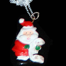 SANTA PENDANT NECKLACE-Resin Christmas Charm Novelty Jewelry-#3 - $3.97
