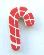 CANDY CANE PIN BROOCH-Wood Novelty Christmas Holiday Jewelry-SM - $2.97