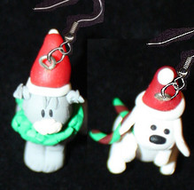 Christmas Cat/Dog Funky Earrings Holiday Novelty Jewelry Sitting - £6.70 GBP