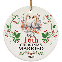 Our 16th Years Christmas Married Ornament Gift 16 Anniversary Cute Swan Couple - $15.79