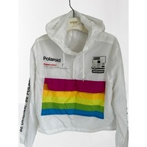 POLAROID Windbraker Hoodie Kangaroo Pocket White Size large - $34.64