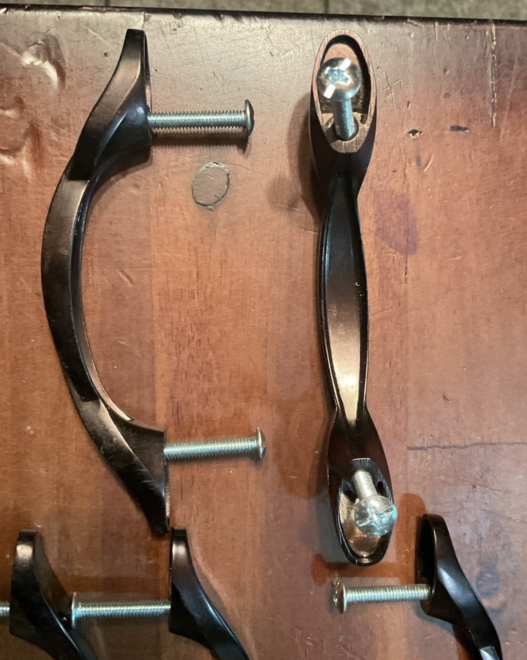 Lot 8 Bronze Tone Twisted Metal Cabinet Door Pulls Handles Mount Screws 3” Apart Item image 11