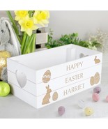 Personalised Easter Gift Box Easter Bunny White Wooden Crate Treat Box - £15.93 GBP