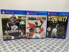 Lot of 3 PS4 Sports Games Madden NFL 18, MLB Show 17, NBA 2K18, Sony Playstation - $19.79