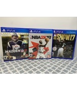 Lot of 3 PS4 Sports Games Madden NFL 18, MLB Show 17, NBA 2K18, Sony Pla... - £14.78 GBP