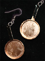 FRYING PAN EARRINGS-COPPER-Cooking Food Charm Novelty Jewelry-MD - £5.57 GBP