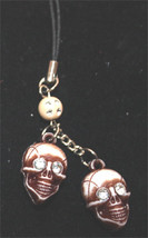 SKULL CELL PHONE CHARM-Aged Crystal-Funky Costume Gothic Jewelry - £5.46 GBP