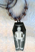 Coffin Skeleton Pendant Necklace Gothic Vampire Amulet Jewelry - £7.17 GBP