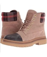 Womens Nine West Suede Leather Beige Khaki Combat Boots Booties Size 8.5 - $99.99