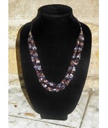 Hand Knit  Bronze, Black, Silver Varigated  2 Strand  Statement Necklace - $10.00