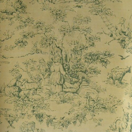 12sr Green on Lemon Thomas Strahan Designer Scenic Toile Wallpaper - $371.25