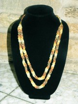 Hand Knitted Gold Variegated 2 strand Statement Necklace - £11.77 GBP