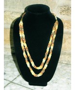 Hand Knitted Gold Variegated 2 strand Statement Necklace - $15.00