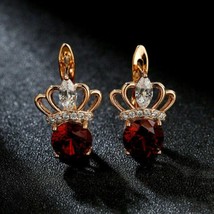 2Ct Round Simulated Red Garnet Huggie Hoop Earrings Yellow Gold Plated Silver - £43.28 GBP