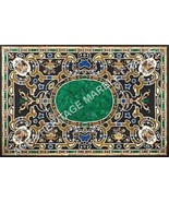 5&#39;x3&#39; Green Marble Dining Table Top Multi Gemstone Pietra Dura Inlay Art... - $3,722.11