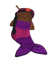 December Home Christmas Winter Holiday Purple Glittered Mermaid Stocking... - £26.74 GBP