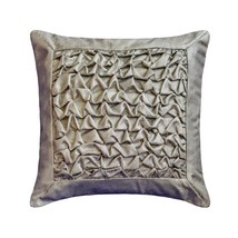 Silver Silk Textured, Knotted Foil Pintucks 16&quot;x16&quot; Pillow Cover Aluminum Foil - £26.05 GBP+
