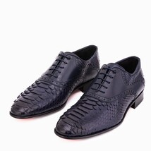 The Varenne Navy Pythn Leather Oxford Men Shoe image 5