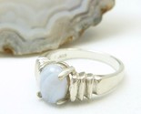 Blue lace agate oval smooth polished gemstone sterling ring size 6 5 72725294 1  thumb155 crop