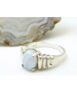 Blue Lace Agate Oval Smooth Polished Gemstone Sterling Ring Size 6.5 - €24,15 EUR