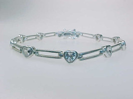 Vintage CZ HEARTS Tennis Bracelet in STERLING Silver - 8 inches - £38.67 GBP