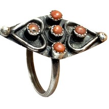 vintage zuni sterling silver Coral ring size 6 - £50.84 GBP