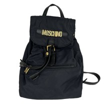 MOSCHINO Mini Black Nylon Leather Trim Backpack Gold-tone Logo   - $249.99