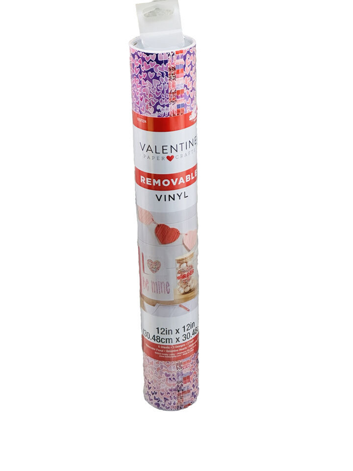 Valentine Paper Crafts Be Mine Removable Vinyl 12x12 Inches 6 Sheets /3 ... - $15.72