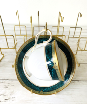 Vintage Brass Gold Wire Metal Plate Saucer &amp; Tea Cup Holder Stand Set of 10 - £18.35 GBP