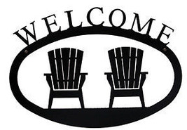 Wrought Iron Welcome Sign Adirondack Chairs Silhouette Small Outdoor Pla... - £28.19 GBP