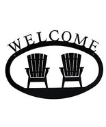 Wrought Iron Welcome Sign Adirondack Chairs Silhouette Small Outdoor Pla... - $35.79
