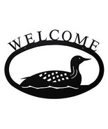 Wrought Iron Welcome Sign Loon Silhouette Small Outdoor Plaque Bird Deco... - $21.28