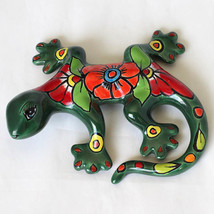Mexican Talavara Pottery Ceramic Green Gecko Figurine Garden Decor Gift - £12.80 GBP