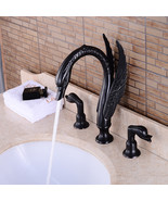 Black Modern Swan Bathroom Sink Faucet Mixer deck mounted standard 3Hoes - $6,367.29 MXN