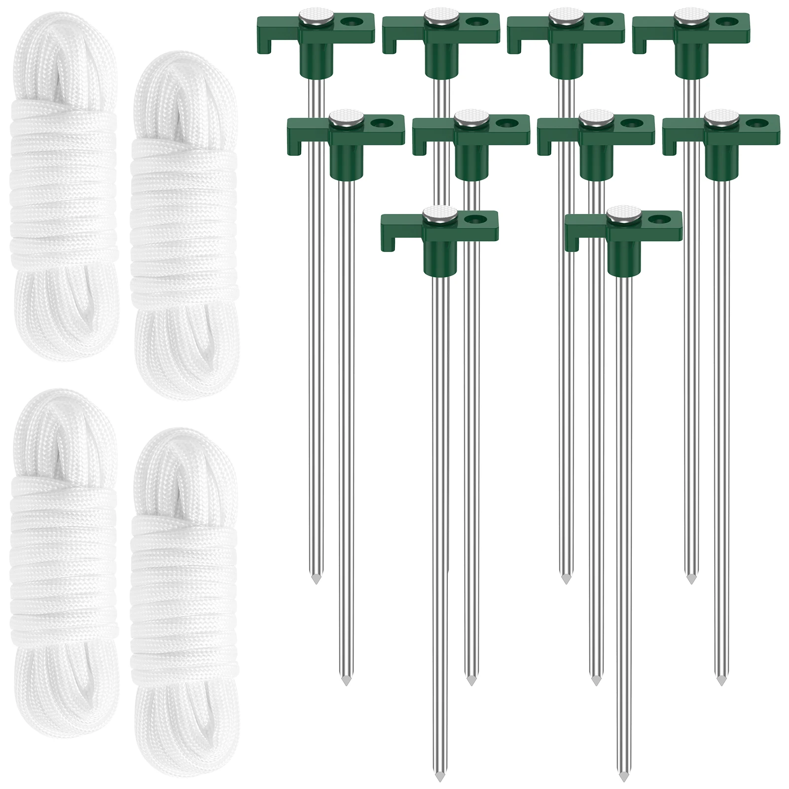 10Pcs Tent Stakes Set with 4 Ropes Metal Camping Tent Ground Stakes Sturdy - £15.95 GBP