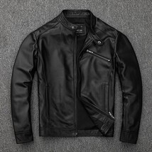 Men leather jacket designer Genuine sheepskin leather men biker moto jac... - £94.81 GBP