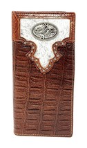 Western Men&#39;s Cow Fur Genuine Leather Crocodile Rodeo Bifold Wallet in 2 Color ( - $29.69