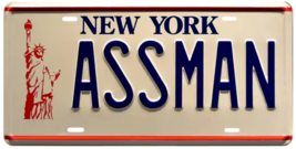 Seinfeld Kramer ASSMAN Replica New York Vanity License Plate Tin Sign Man Cave - £10.11 GBP