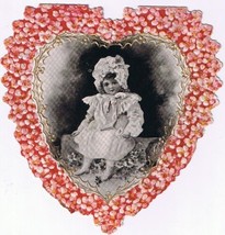 Valentine&#39;s Day Card Real Photo Girl Embossed Diecut  4 1/4&quot; x 4 1/4&quot; - $4.94