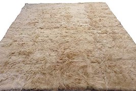 Alpakaandmore Light Brown Suri Alpaca Furry Carpet Fleece Fabric Covered... - £201.01 GBP