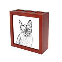Tonkanese - Wooden stand for candles/pens with the image of a cat ! - £15.73 GBP